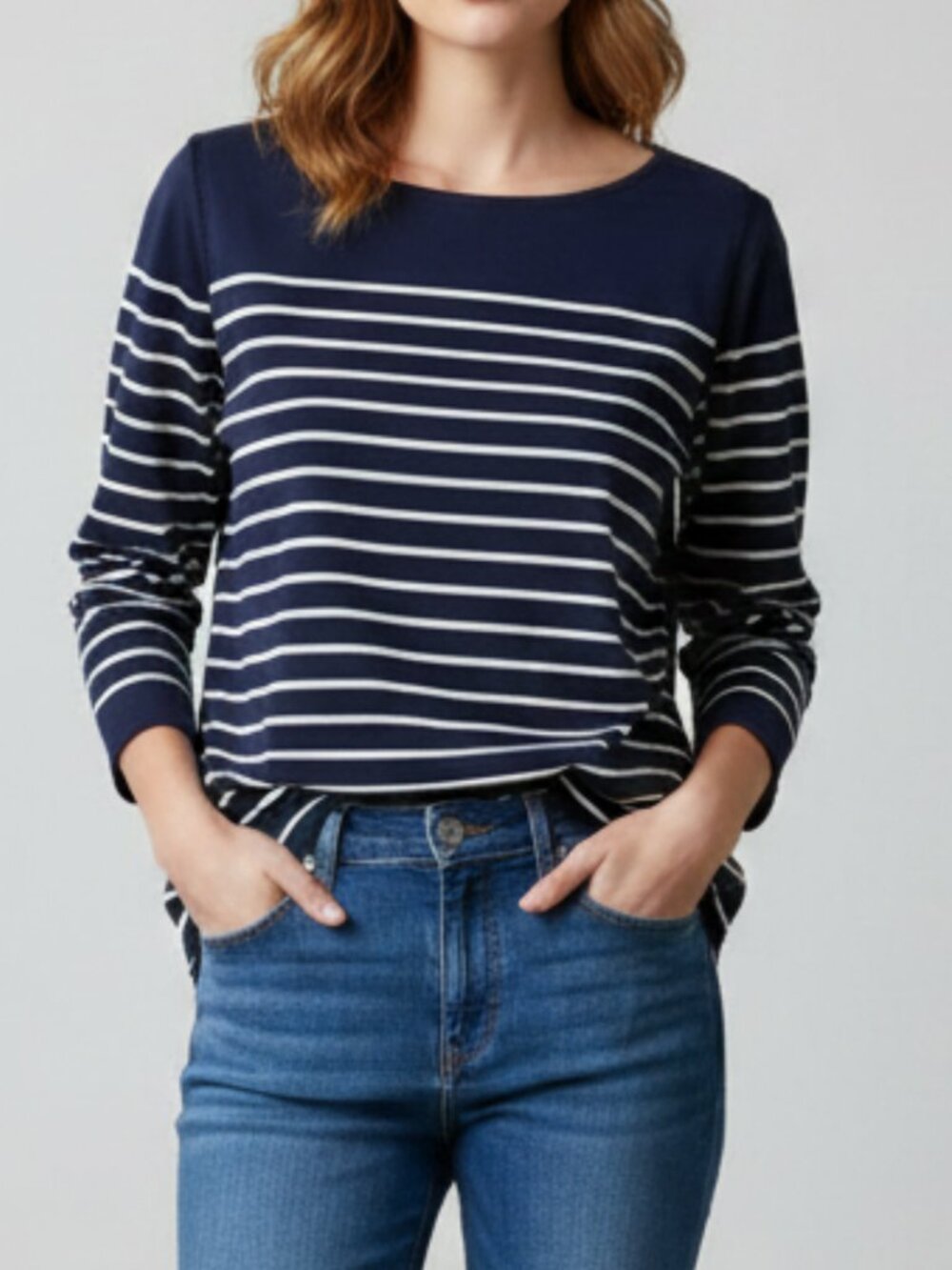 Joie Preppy 100% Silk Striped Shirt XS | Navy & White | Semi-sheer Petite Top